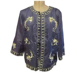 Size 18W Dress Barn Navy floral pattern Embellished Blazer plus size